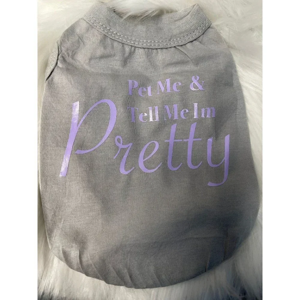 Handmade Funny Dog Clothing, Dog shirt, Pet shirt, Pet me and tell me I'm pretty